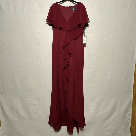 NWT Adrianna Papell Crepe Chiffon Gown - size 10 - Picture 2 of 7